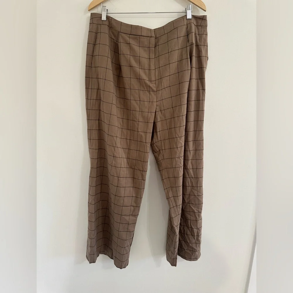 NWT Halogen Windowpane Wide Leg Trousers sz 14 W #O1